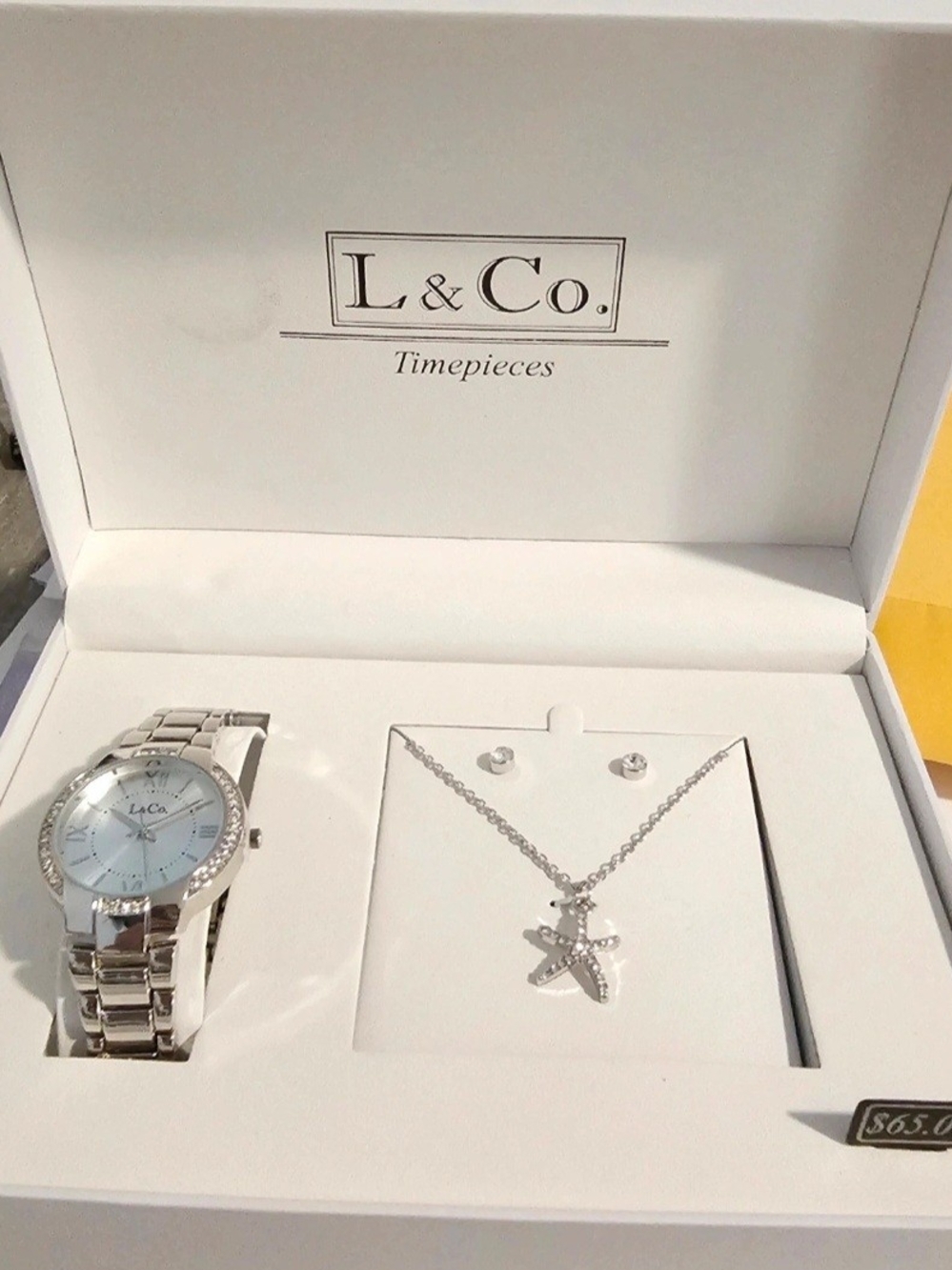 Silver Starfish Necklace and Watch Set - Silver